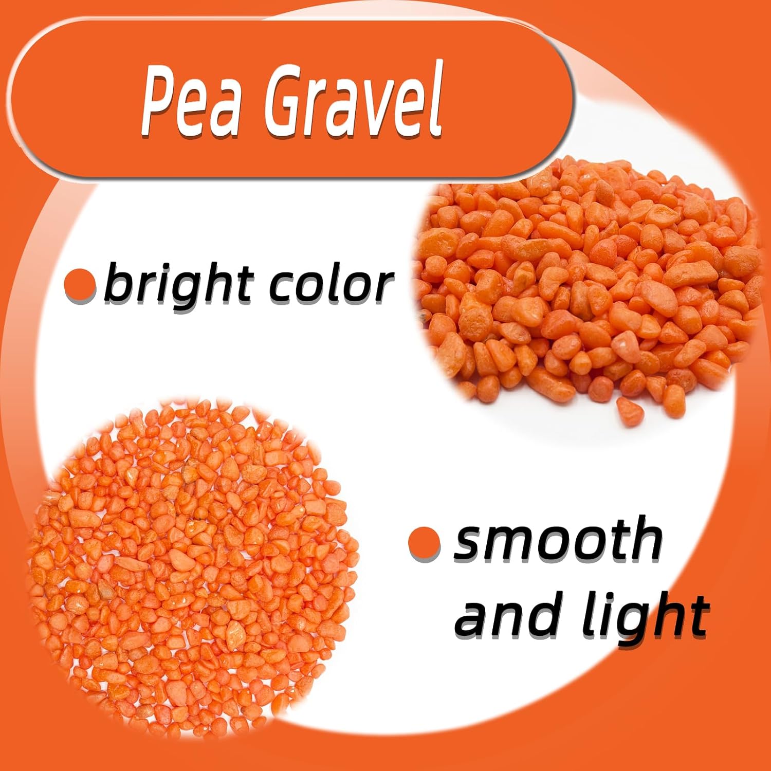Orange Pebbles for Crafts, 0.9 Pound Natural Polished Aquarium Gravel, Decorative Pebbles for Indoor Plants, Turtle Tank, Vase, Succulents Cactus, Garden Landscaping