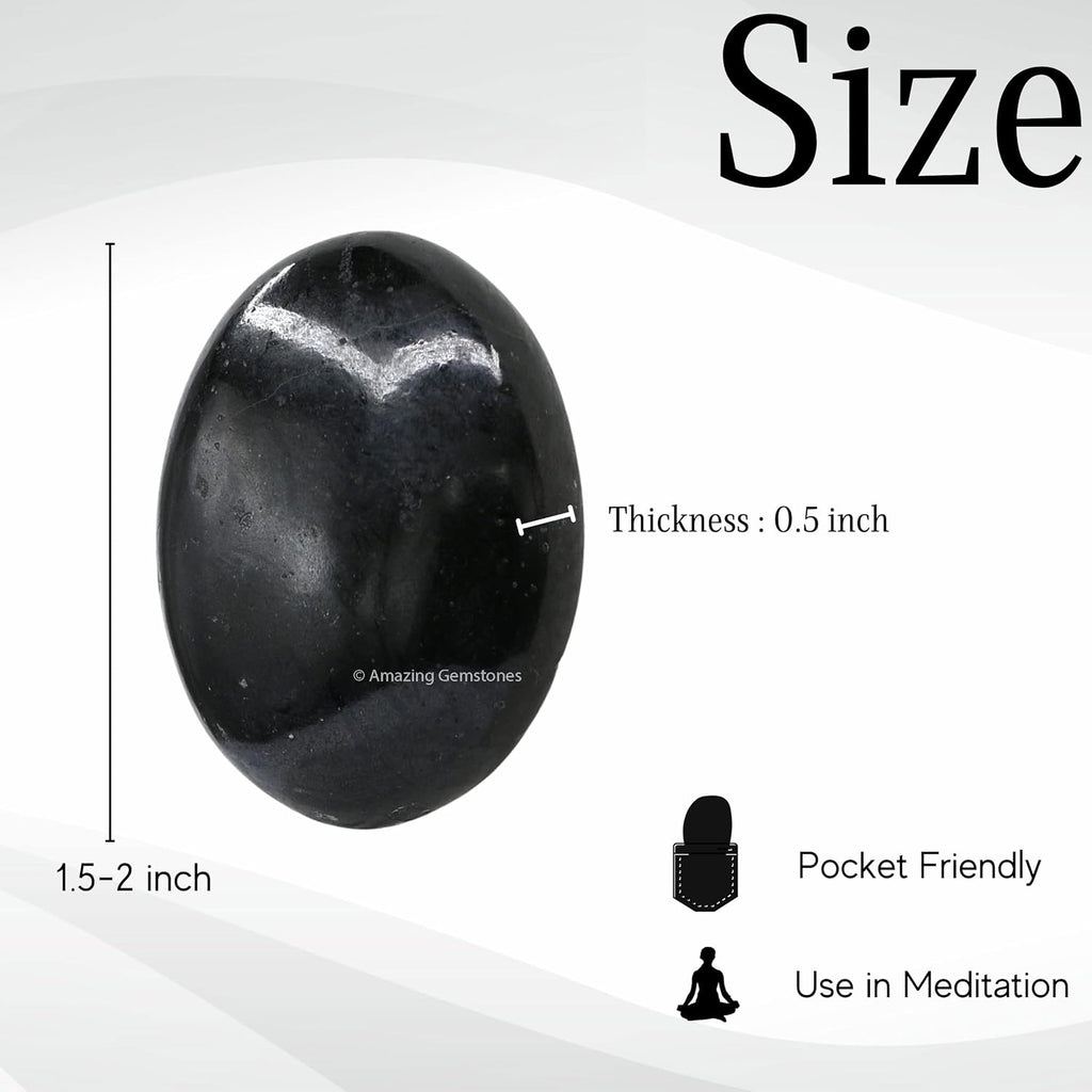 Black Tourmaline Crystals and Healing Stones - Large Palm Stone Crystals Piedra - Crystal for Good Luck, Positive Energy, Meditation - Unique Stocking Stuffers and Birthday Gifts for Women, Men