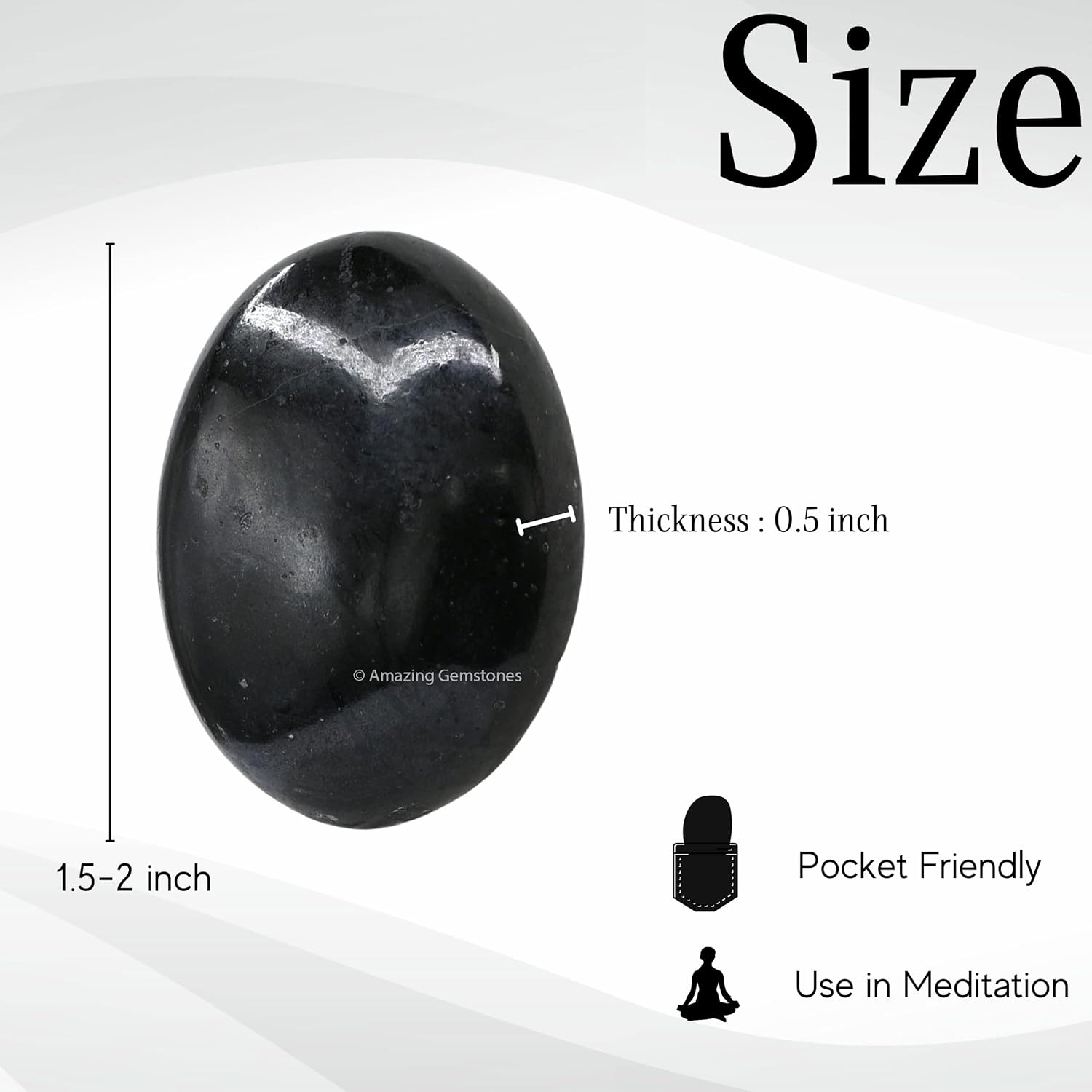 Black Tourmaline Crystals and Healing Stones - Large Palm Stone Crystals Piedra - Crystal for Good Luck, Positive Energy, Meditation - Unique Stocking Stuffers and Birthday Gifts for Women, Men