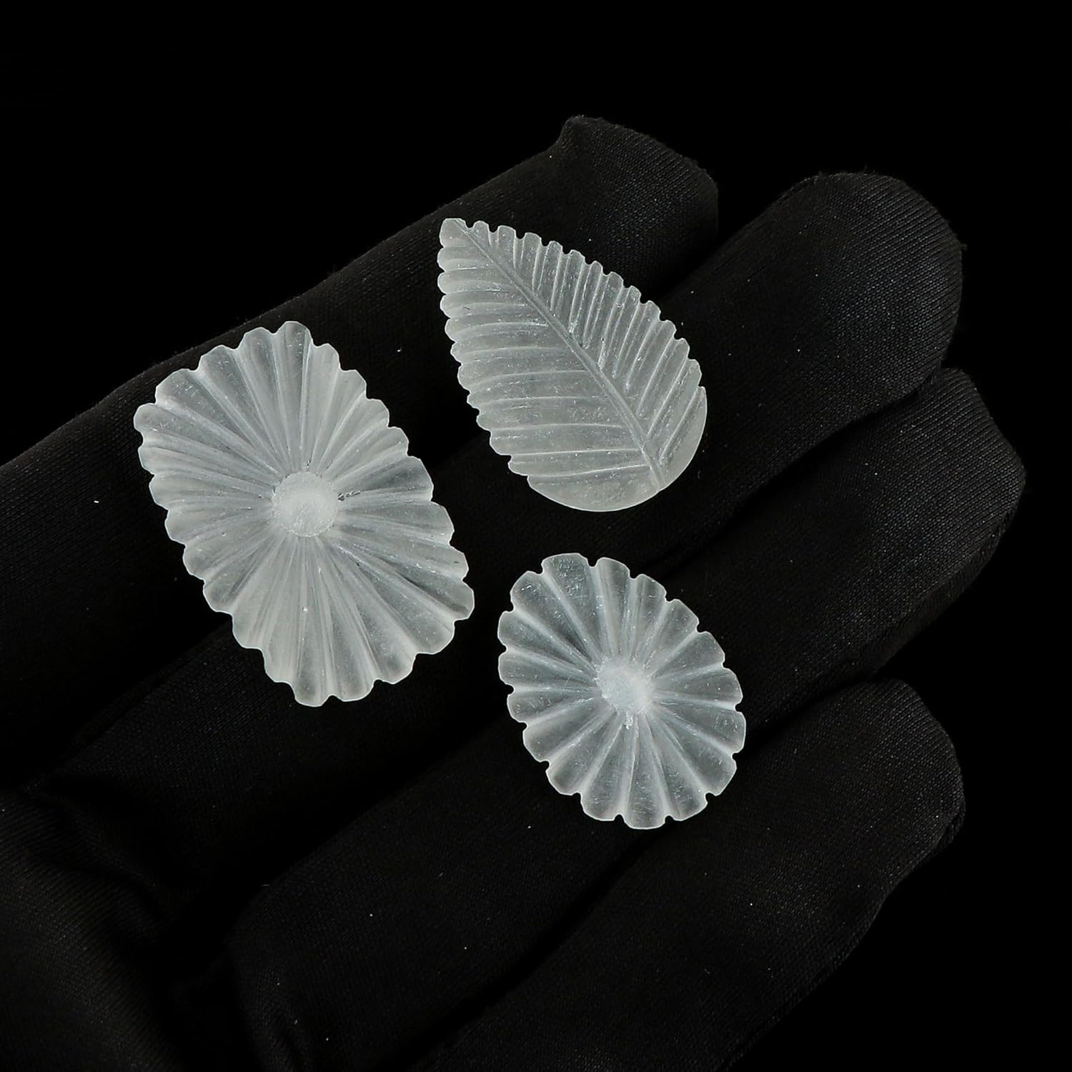 CRYSTALIS 3pcs Natural Crystal-Quartz, Carved Loose Gemstone, Wholesale Bulk Cabochons, Jewelry Making Supply, Chakra Healing Polished Stones, Wire Wrapping, DIY, Gem Collection, Mix-shapes, AA+