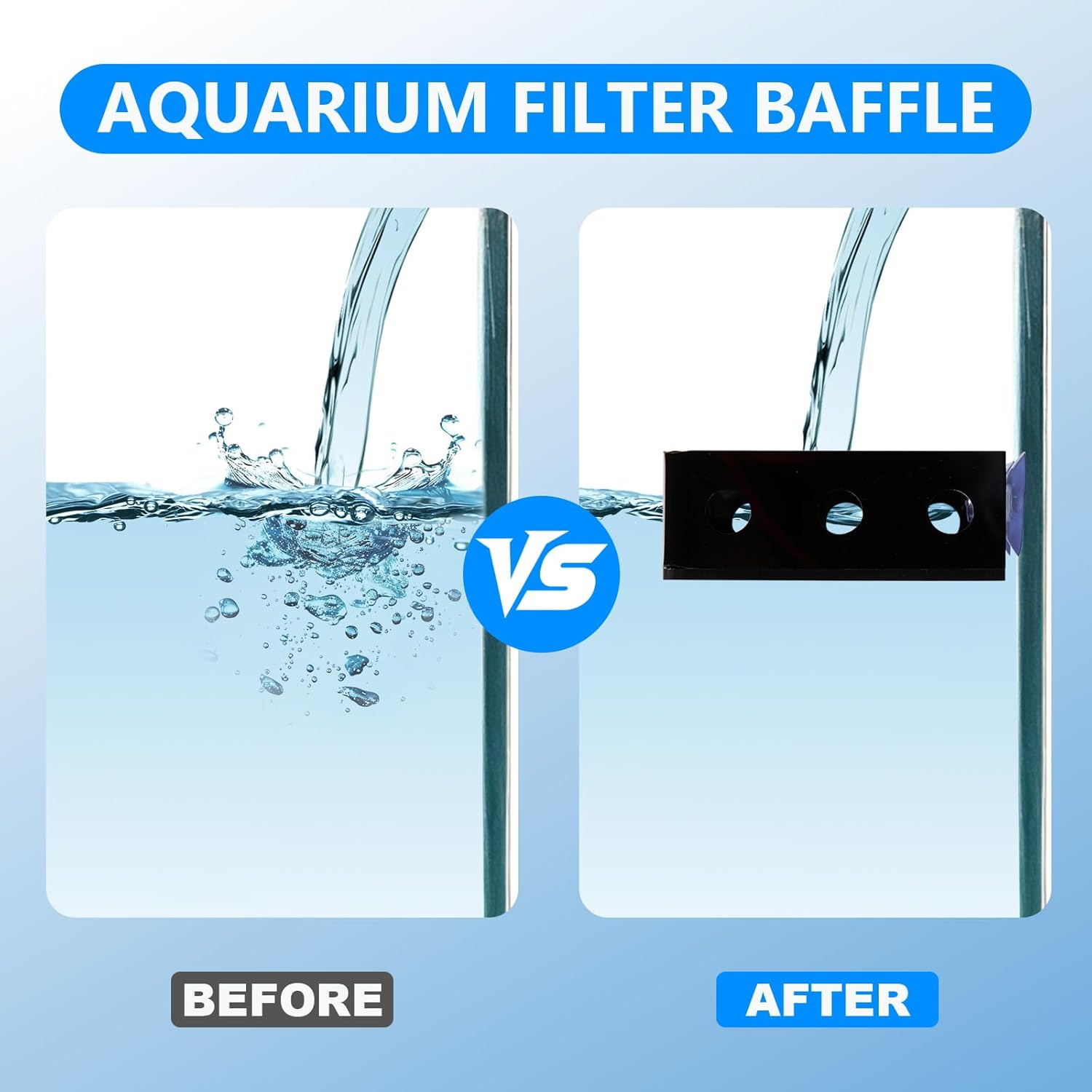 Aquarium Filter Baffle with Suction Cup, ABS Fish Tank Filter Flow Controller, Square Slow Flow Fish Tank Accessory for Betta Fish Shrimp Tanks