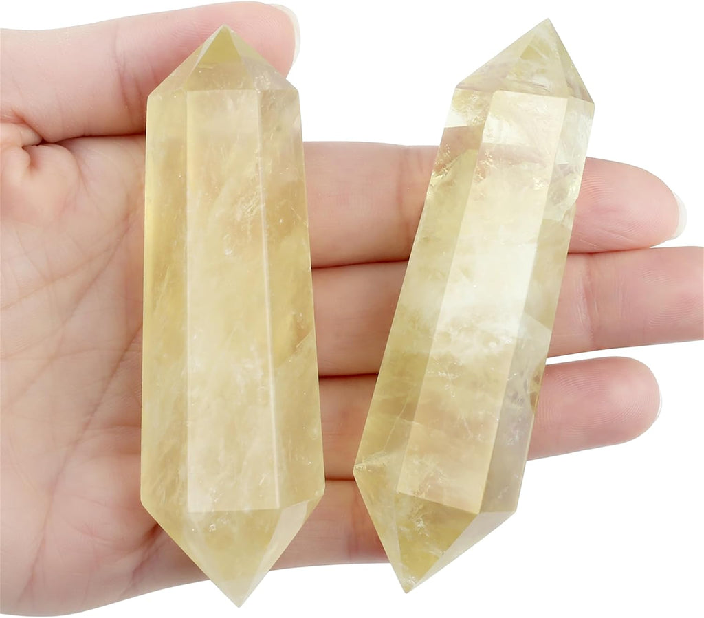 YATOJUZI 3.5" Citrine Healing Crystals Wand Natural Crystals and Healing Stones Large Hexagonal Citrine Crystal Points for Meditation Divination Reiki Energy Balancing 1PCS