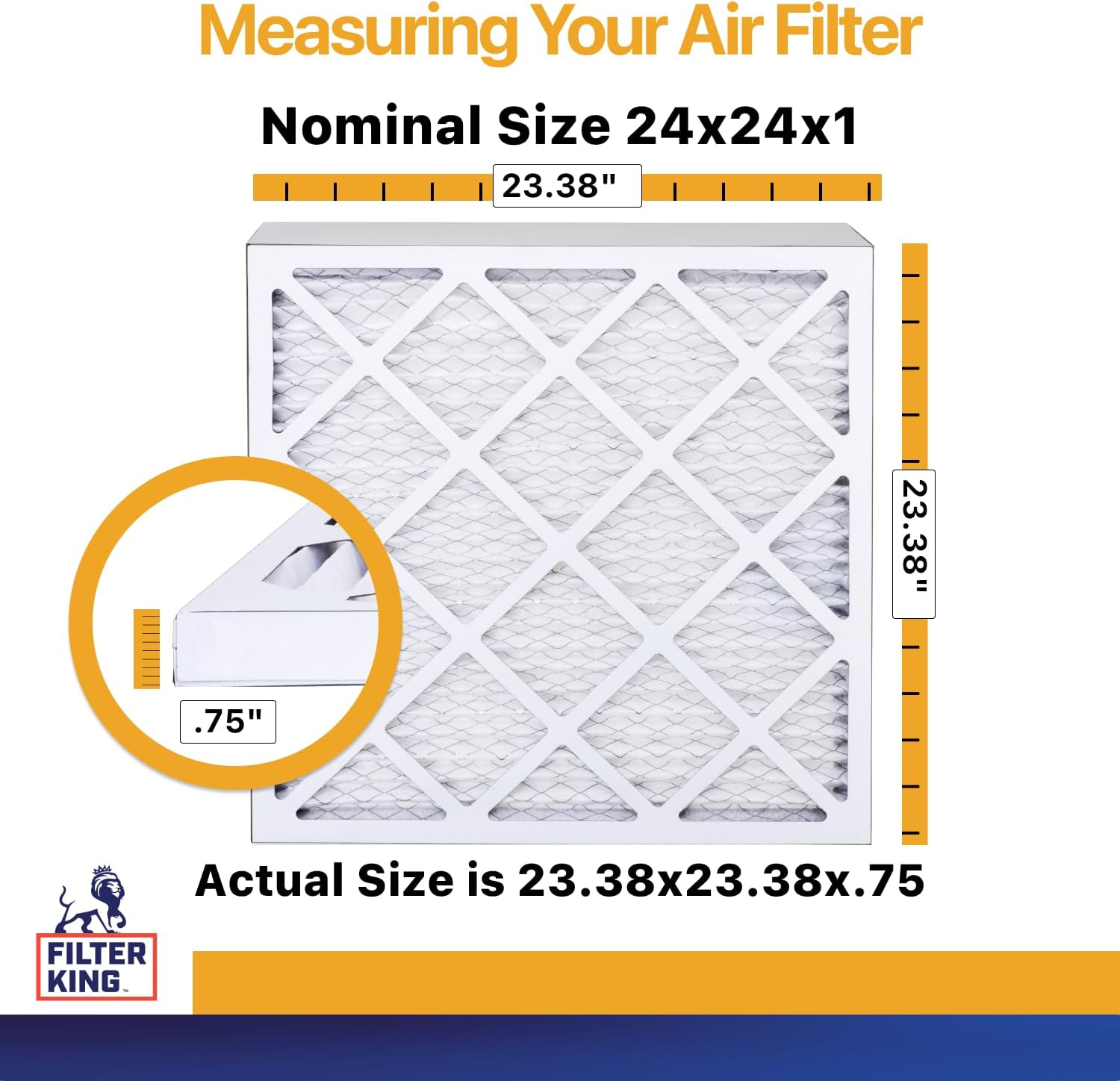 Filter King 24x24x1 Air Filter | 4-PACK | MERV 13 HVAC Pleated A/C Furnace Filters | MADE IN USA | Actual Size: 23.5 x 23.5 x .75"