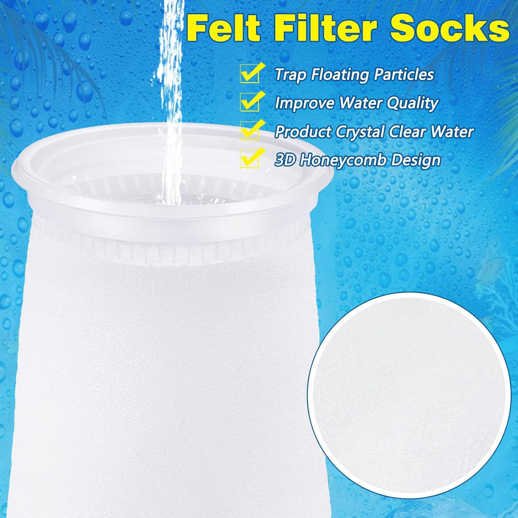 Jecery 16 Pack 4 Inch Ring Filter Socks 200 μm Aquarium Filter Bags Aquarium Socks for Tank Sump Saltwater Freshwater(9.5 × 4 inches)