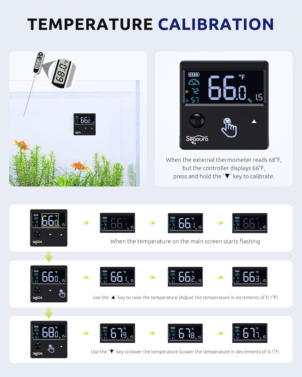 Aquarium Thermometer Digital with Motion Sensor for Glass Tank, Aquariums Temperature Gauge with Alarm, Fishtank Thermometer Calibrated LCD Display, Accurate to ±1℉, Suitable for Aquatic, Betta