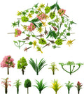 105 Pcs Miniature Plant Set,Mini Trees Flowers Shrubs Diorama Garden Supplies for Crafts,Mini Fake Plastic Trees for Diorama Train Garden Scenery Railway Sand Architecture Model Supplies