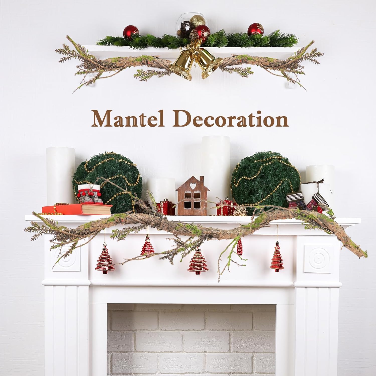 2Pcs 39.4inch Thick Bendable Artificial Tree Trunk Fake Large Wood Branches Twig Moss Grape Vine Garland Twisted Stick For Craft Terrarium Outdoor Hanging Mantel Reptile Climbing Wall Christmas Decor