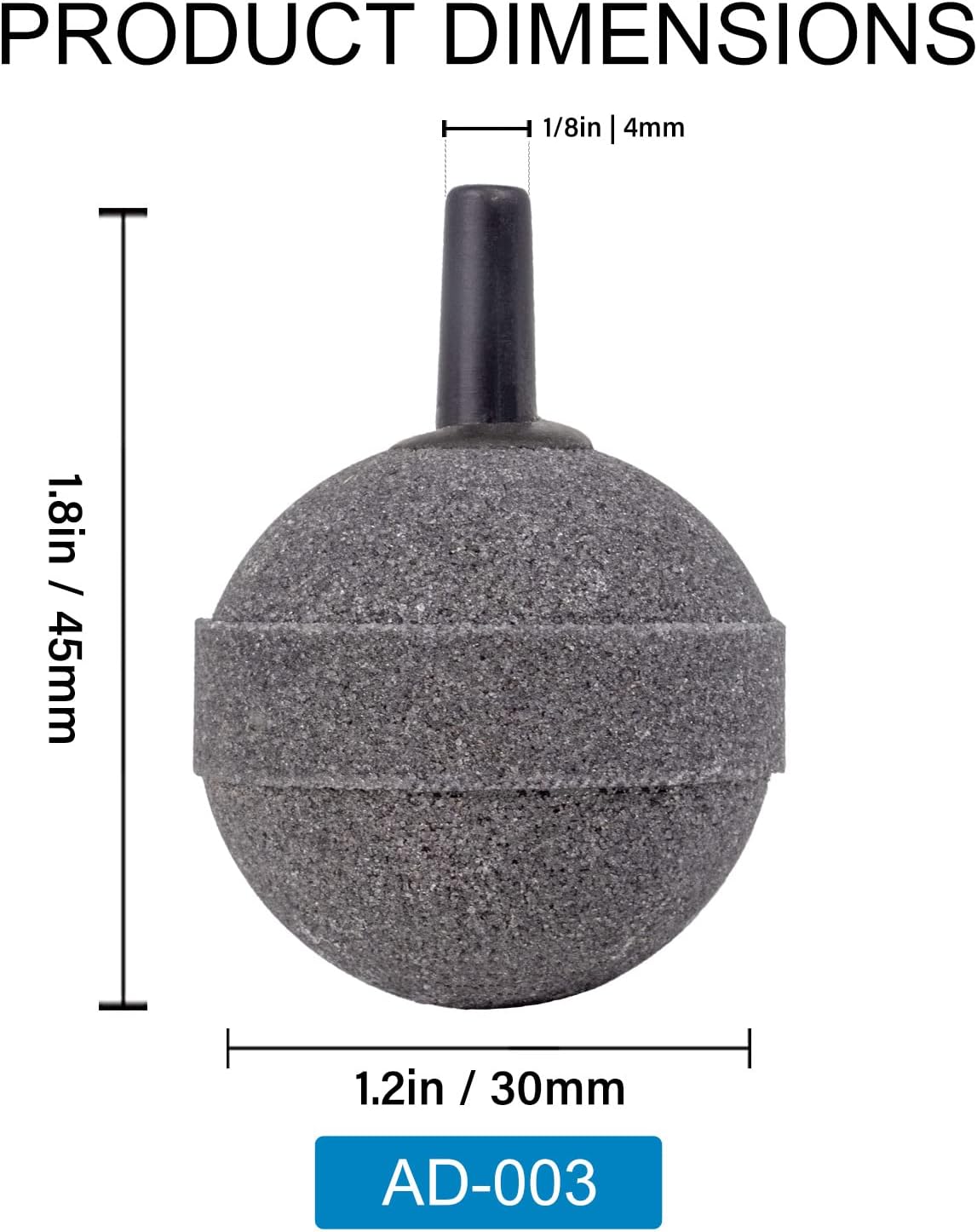 Air Stone Bubble Diffuser Ball - for Aquarium Air Pump and Fish Tanks, Gray, Pack of 10pcs