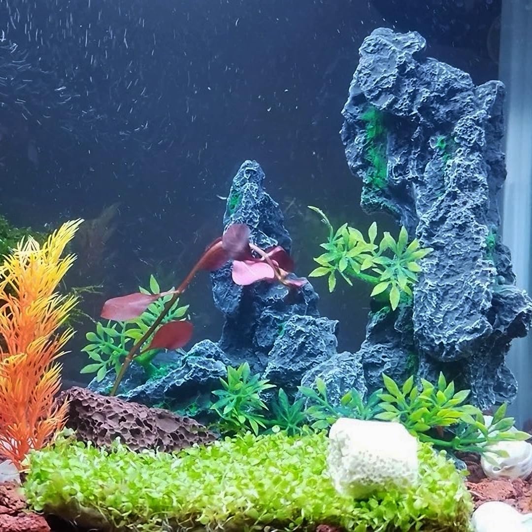 J-star Large Aquarium Rock Mountain Decor – Realistic Resin Landscape Ornament for Fish Tanks – Enhances Underwater Scenery, Easy to Clean, Safe for Fish