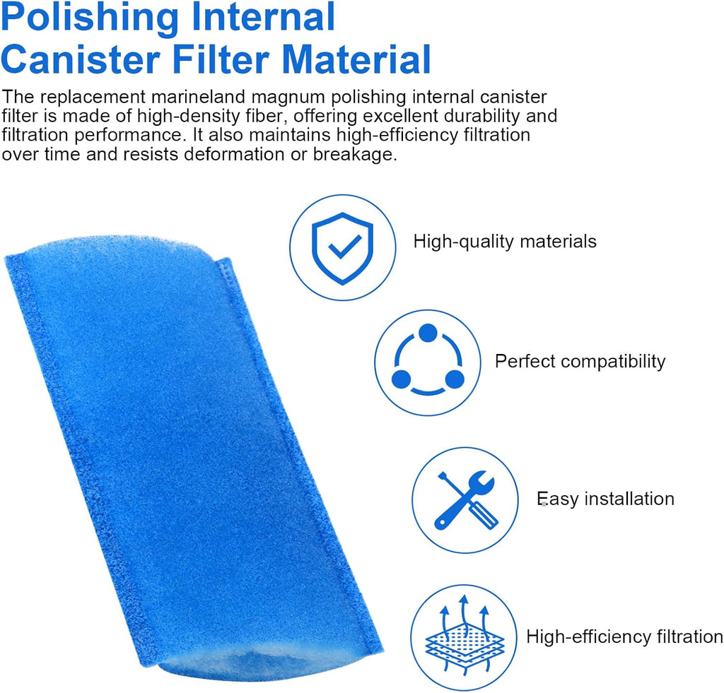 Polishing Internal Canister Filter Compatible with MarineLand Magnum Polishing Internal Filter JH Cartridge, ML90769 Aquarium Fish Tank JH Floss Sleeve Filters - 10 Pack