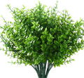 GREENRAIN Artificial Flowers Outdoor Fake Flowers for Decoration UV Resistant No Fade Faux Plastic Plants Garden Porch Window Box Décor (8 Bundles, 1#Green)
