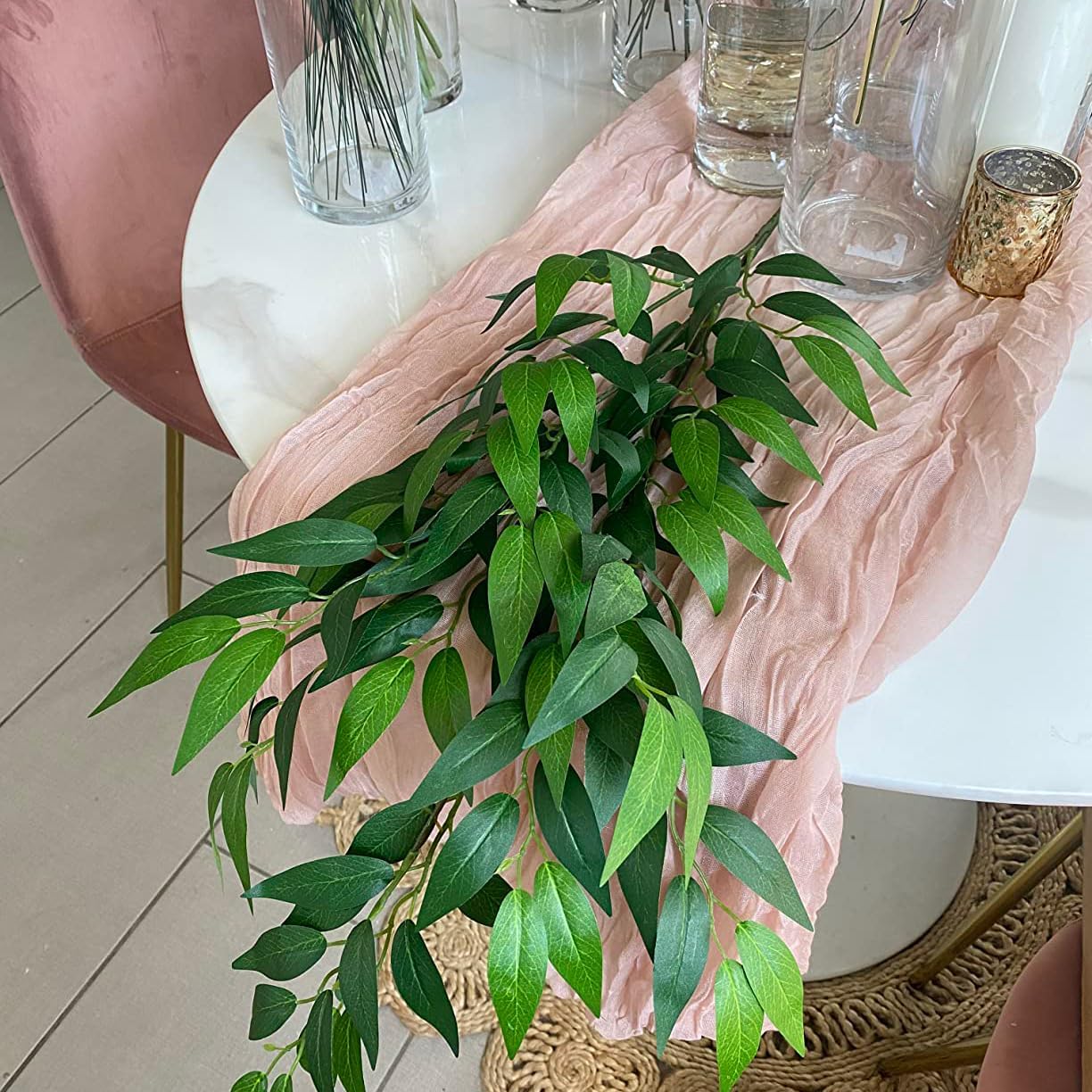 60Pcs Italian Ruscus Greenery Stems Artificial Silk Greenery Leaves for DIY Wedding Arch Bouquet Filler Table Centerpieces Home Indoor Decor