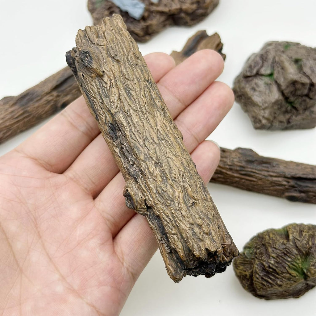 Cayway 8 PCS Miniature Tree Stumps Miniature Stone Rock Statue Mini Garden Figurines Stumps Ornaments for Micro Train Landscape Railway Sand Table