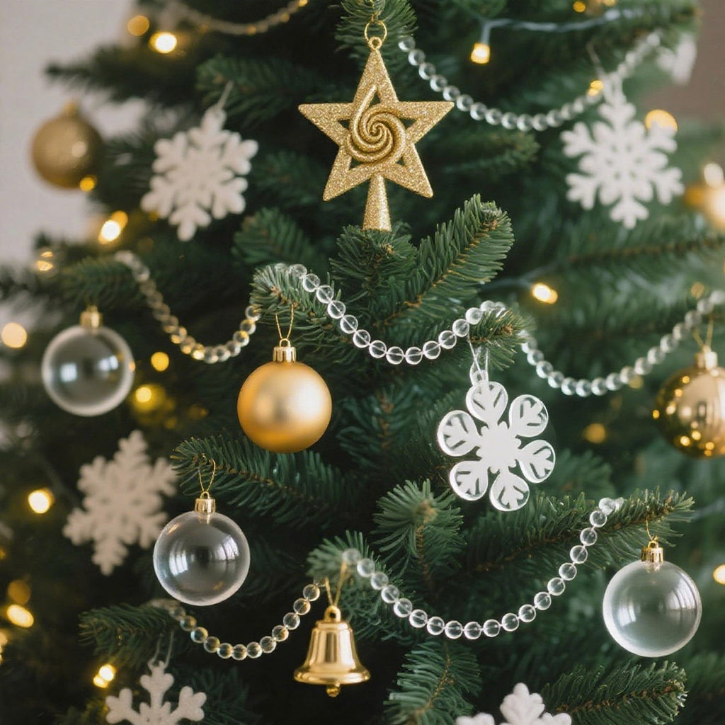 99ft Clear Bead Garland, Clear Acrylic Crystal Strand Roll for Christmas Tree, Hanging Ornaments, Holiday Home Décor, DIY Crafts and Curtain Decorations