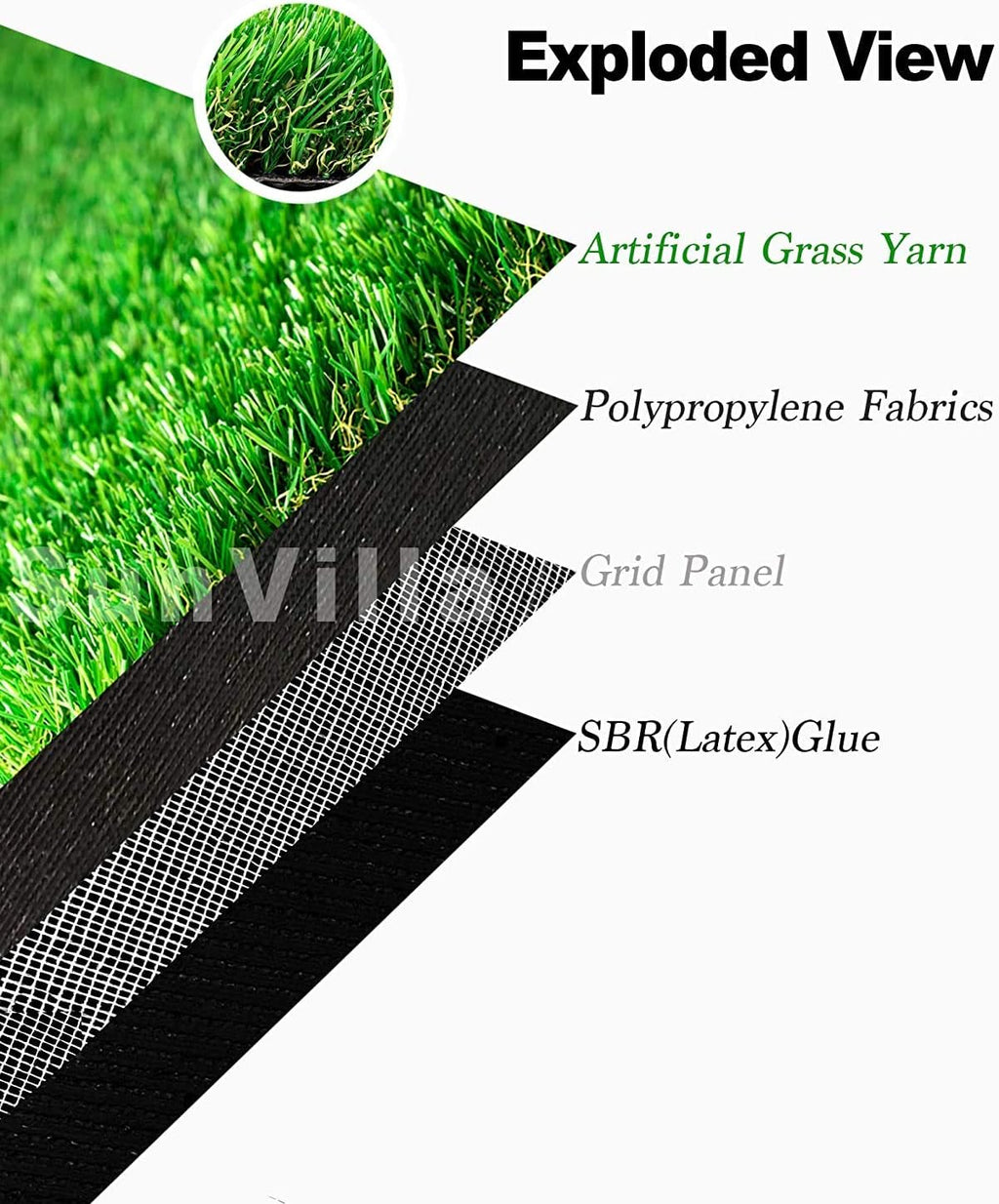 SunVilla Grass 2'X49' Artificial Grass Realistic [Custom Size] Grass Height 1 3/8" Indoor/Outdoor' Artificial Grass/Turf Many Sizes 2FTX49FT (98 Square FT)