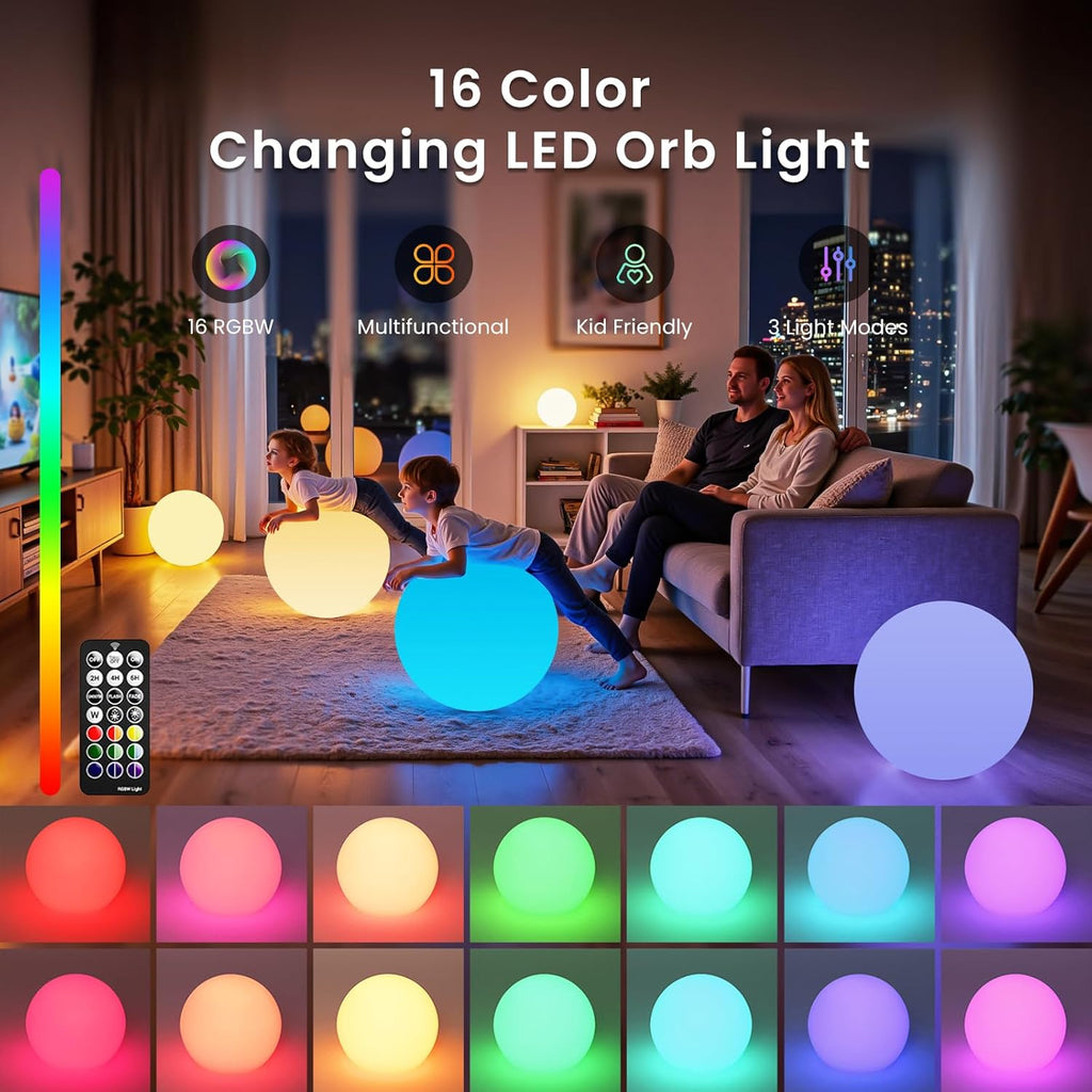 LOFTEK 16-inch Large Nursery Night Light Ball: 16 Colors Change Floating Light with Remote Control, Rechargeable and Waterproof Night Lights,for Home Decor Study Area, Living Room
