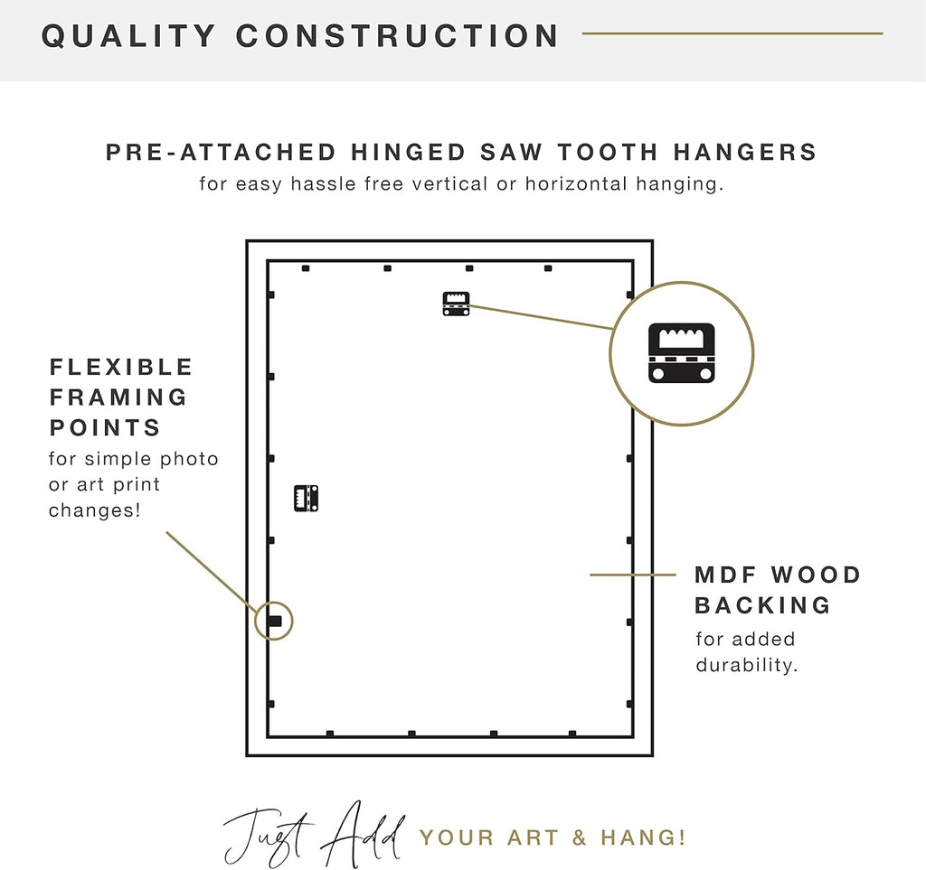 MCS Museum Poster Frame 20x27 White Woodgrain, Vertical & Horizontal Wall Hanging Large Picture Frame for Photos, Posters & Art Prints (1-Pack)