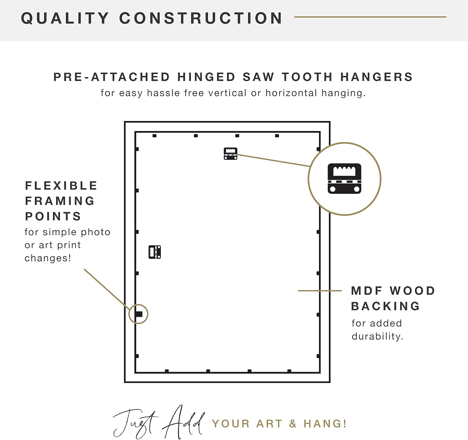 MCS Museum Poster Frame 20x27 White Woodgrain, Vertical & Horizontal Wall Hanging Large Picture Frame for Photos, Posters & Art Prints (1-Pack)