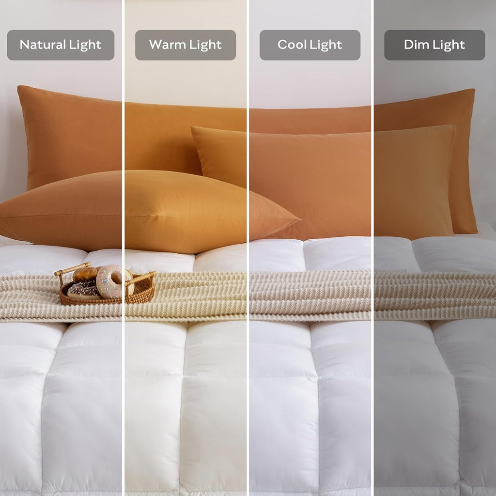 JELLYMONI Pillowcases King Set of 2 Cotton Envelope Pillow Covers Caramel 20×36in Bed Pillow Cases 100% Washed Cotton Soft Breathable (Pillows are not Included)