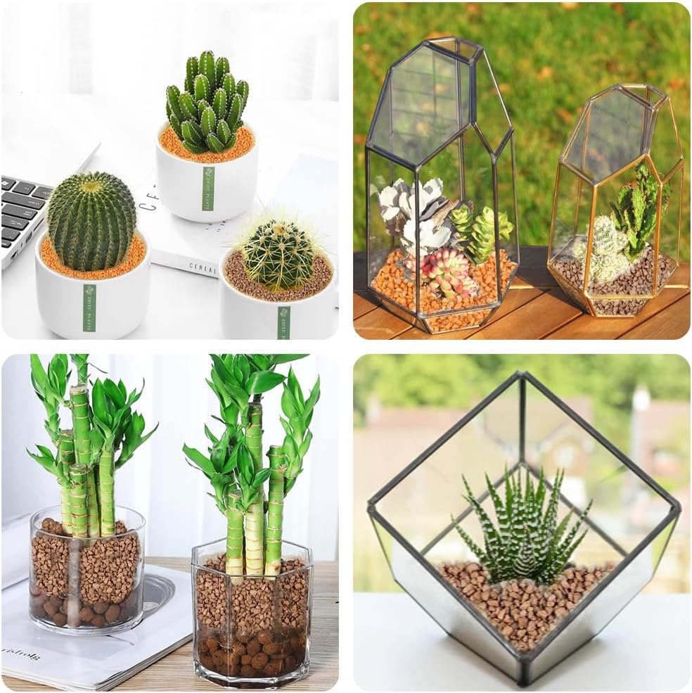 HappyFiller 2-5mm Decorative Succulent Cactus Gravel,Terrarium Small Rocks,Indoor Plants Orchid Soil Cover Stones,Candle Holder Vase Filler Decor Pebbles,0.88 LB Brown