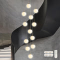 KoKo&Yukina 12-Light Gold Mid Century Modern Chandelier for Living Room Staircase Chandelier for Entryway Globe Milky White Glass Pendant Light High Ceiling Chandeliers Foyer (Bulb & Remote Incl.)