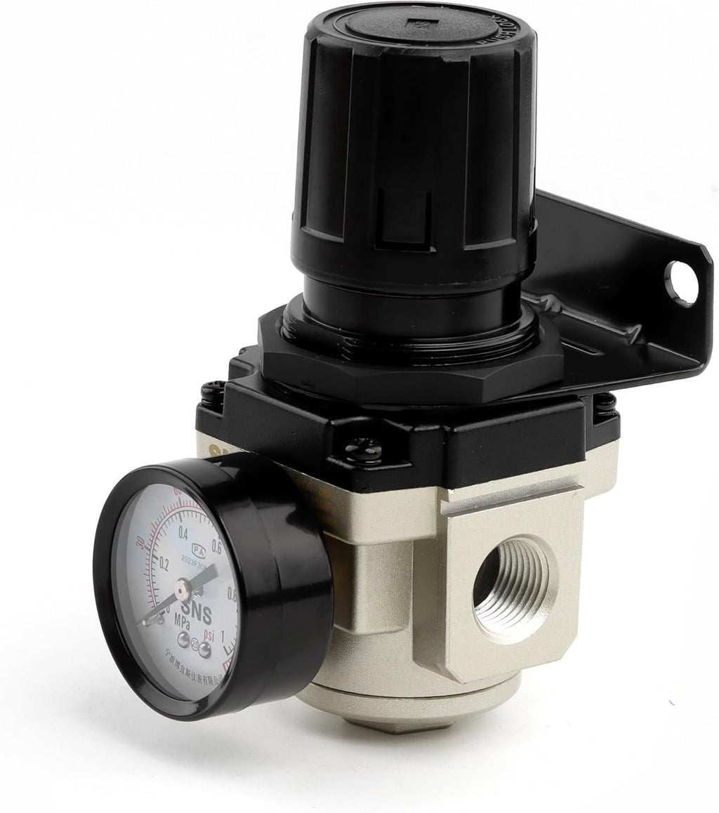 SNS AR4000-N04 Female Thread 1/2 NPT Air Pressure Regulator 0-150 PSI Adjustable,Bracket,Gauge
