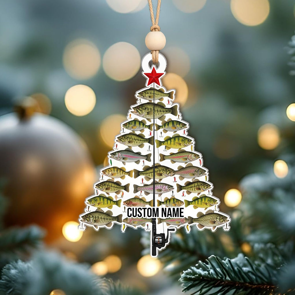 Personalized Fish Stack Ornament - Fishing Decorative Hanging Ornaments Christmas Tree Decor - Freshwater Fishes Hanging Xmas Decorations Gift for Anglers, Dads & Nature Lovers