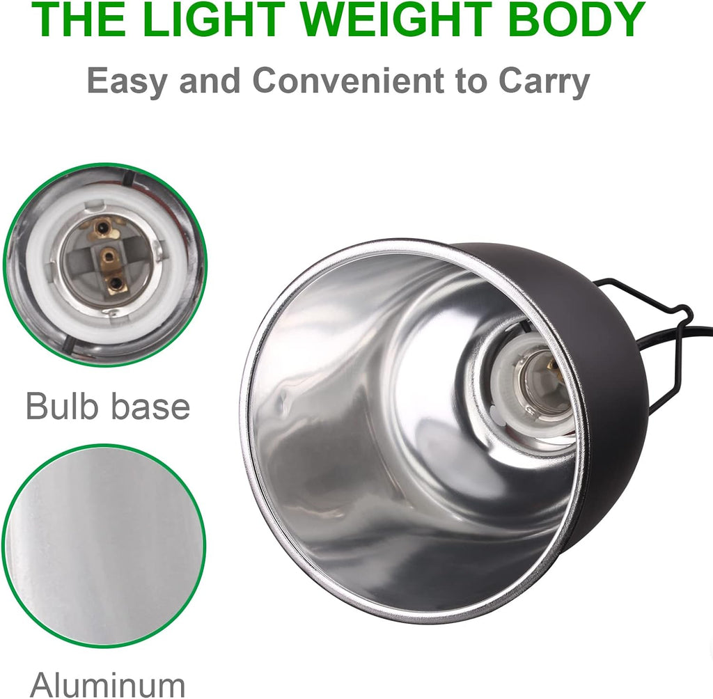 Aiicioo Reptile Light Fixture - Deep Light Dome 5.5Inch UVB Reptile Heat Lamp Reptile Light Fixture Max 100W Tortoise Leopard Gecko Snake Bearded Dragon