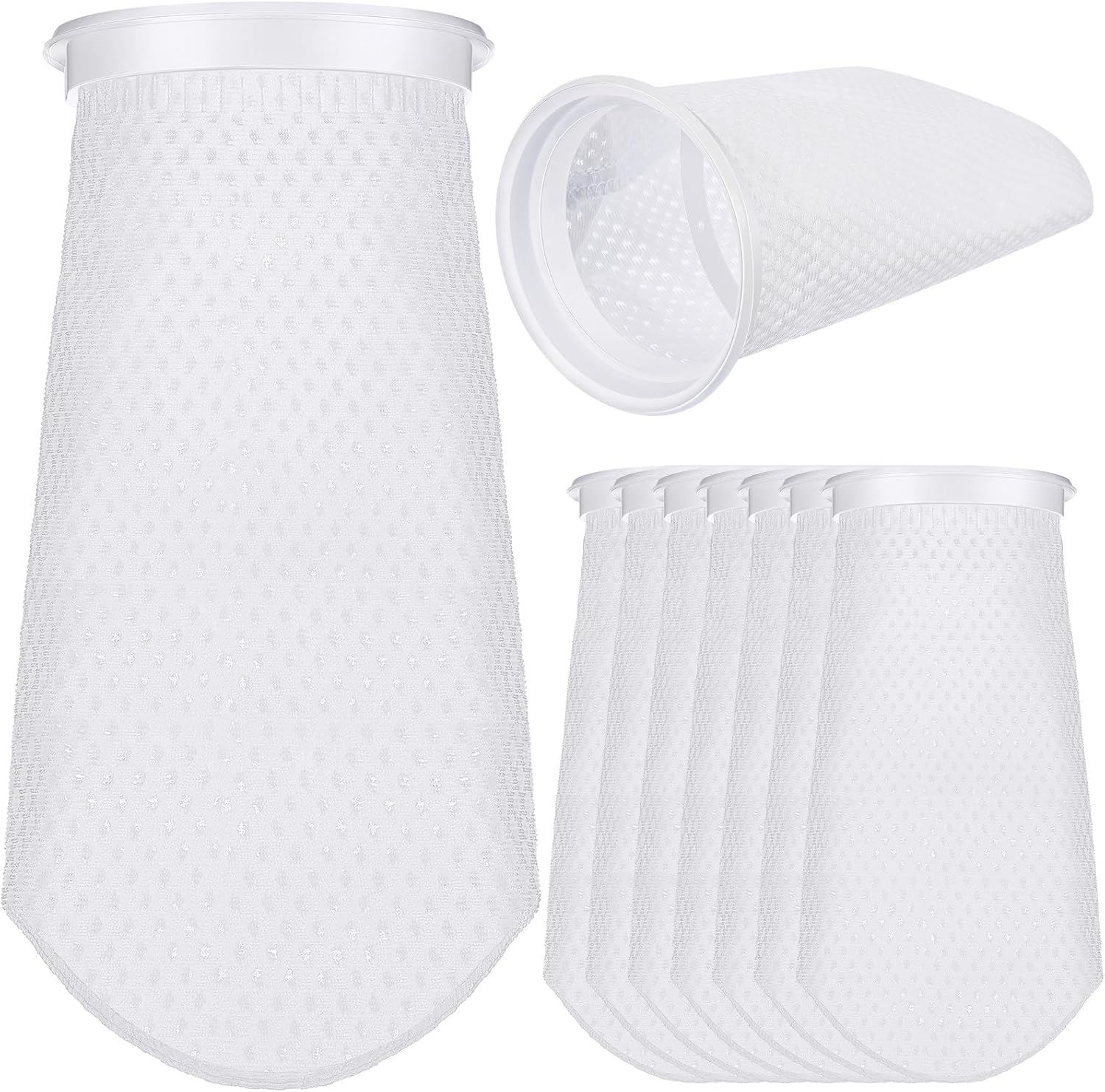 Jecery 12 Pcs 150 μm Filter Socks 4 Inch 3D Honeycomb Filter Sock Aquarium Felt Filter Bags by 9.8 Inch Long for Fish Tank Aquarium Ponds Sumps Overflows Saltwater