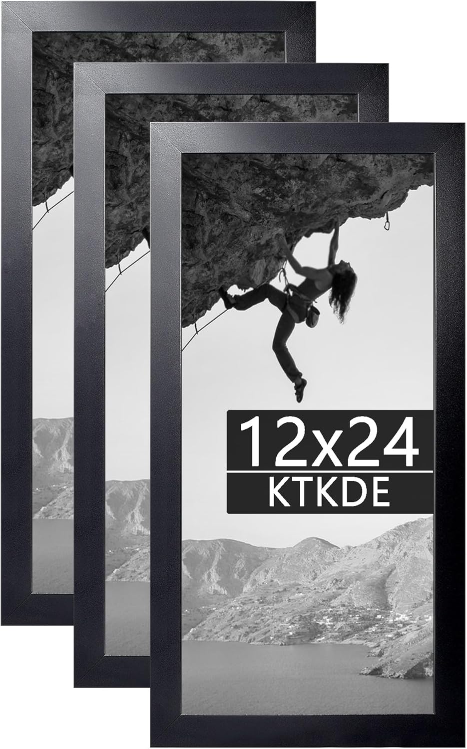 KTKDE 12x24 Poster Frame black 3 Pack,picture frame pack wooden Picture Frame,Minimalist Style Decorating Wall Hanging
