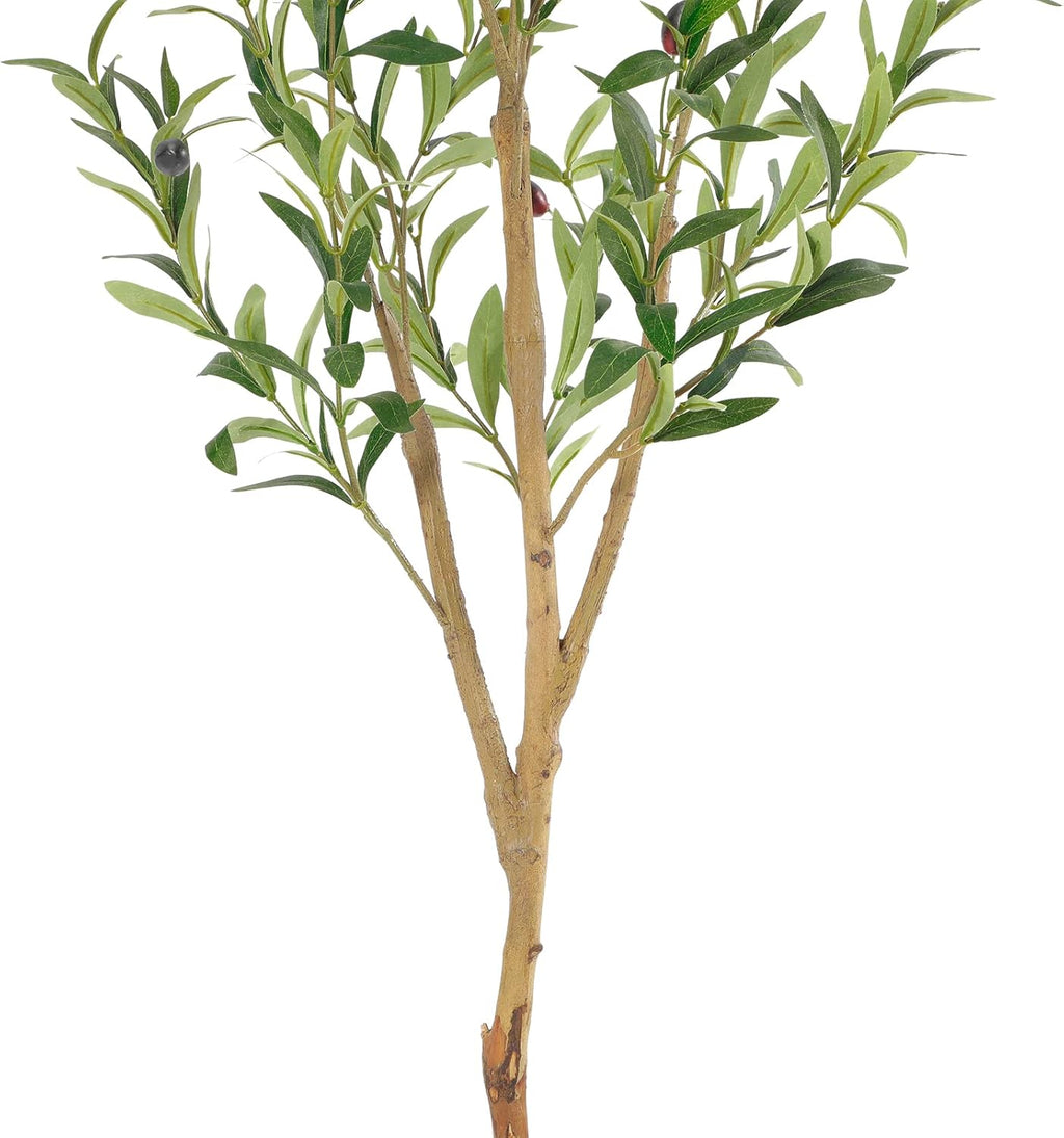 Bellacat Faux Olive Tree 4ft，Olive Trees Artificial Indoor with Natural Wood Trunk and Realistic Leaves and Fruits. 4 Feet(48in) Fake Olive Tree for Home House Office Décor.