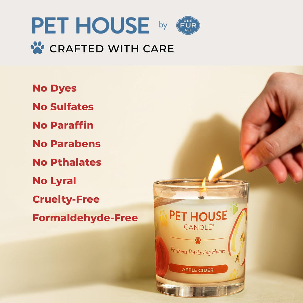One Fur All Pet House Christmas Candles, Long Lasting, Clean Burning, Soy Wax Scented Pet Odor Candles Holidays Fur All