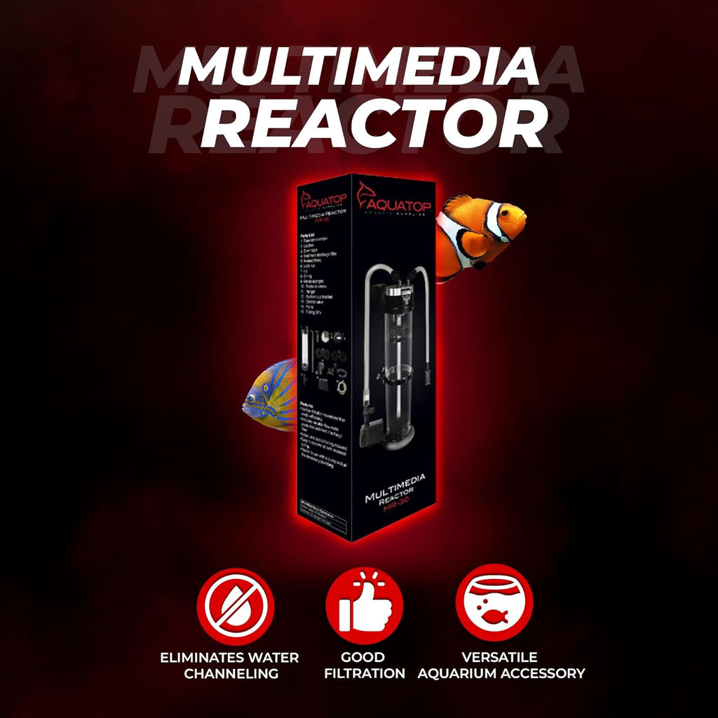 AQUATOP MR-30 Media Reactor – 152 GPH Up-Flow Filtration System – with Pump, Tubing & Mount – for Saltwater or Freshwater Aquariums – Sump or Hang-On Setup
