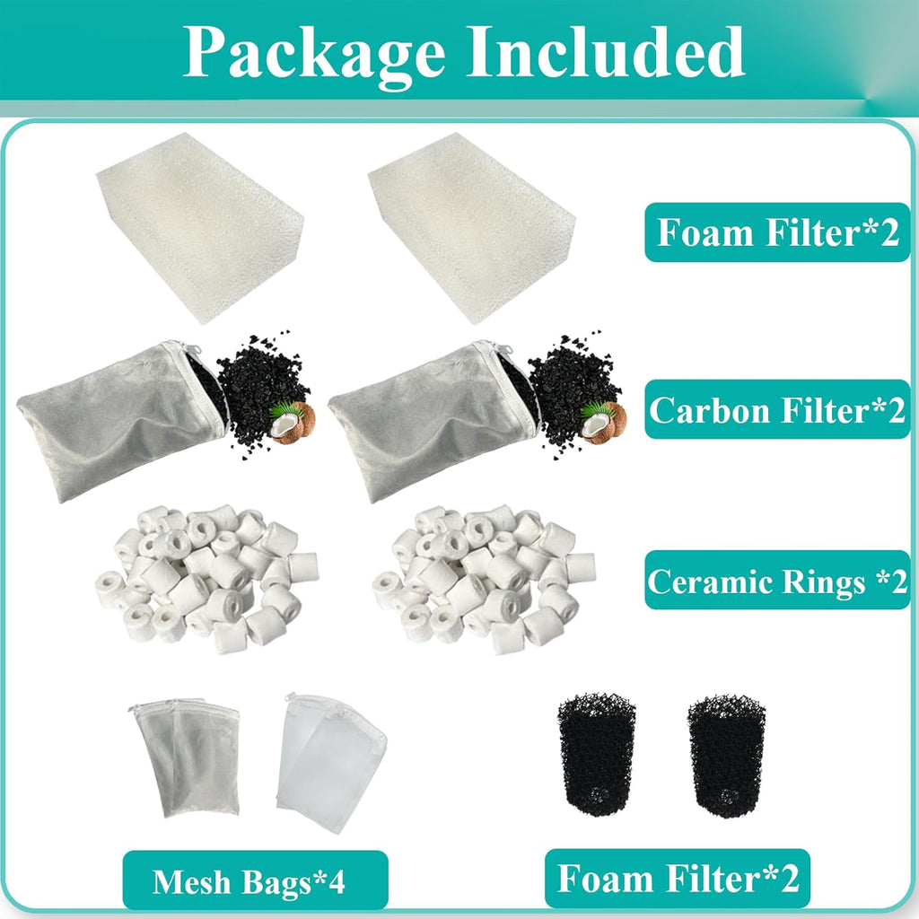 2 Set Three-Stage Filters Media Maintenance Kit Replacement for AquaClear 70 Power Filter, Fish Tank Filter for 40-to-70 Gallon Aquariums