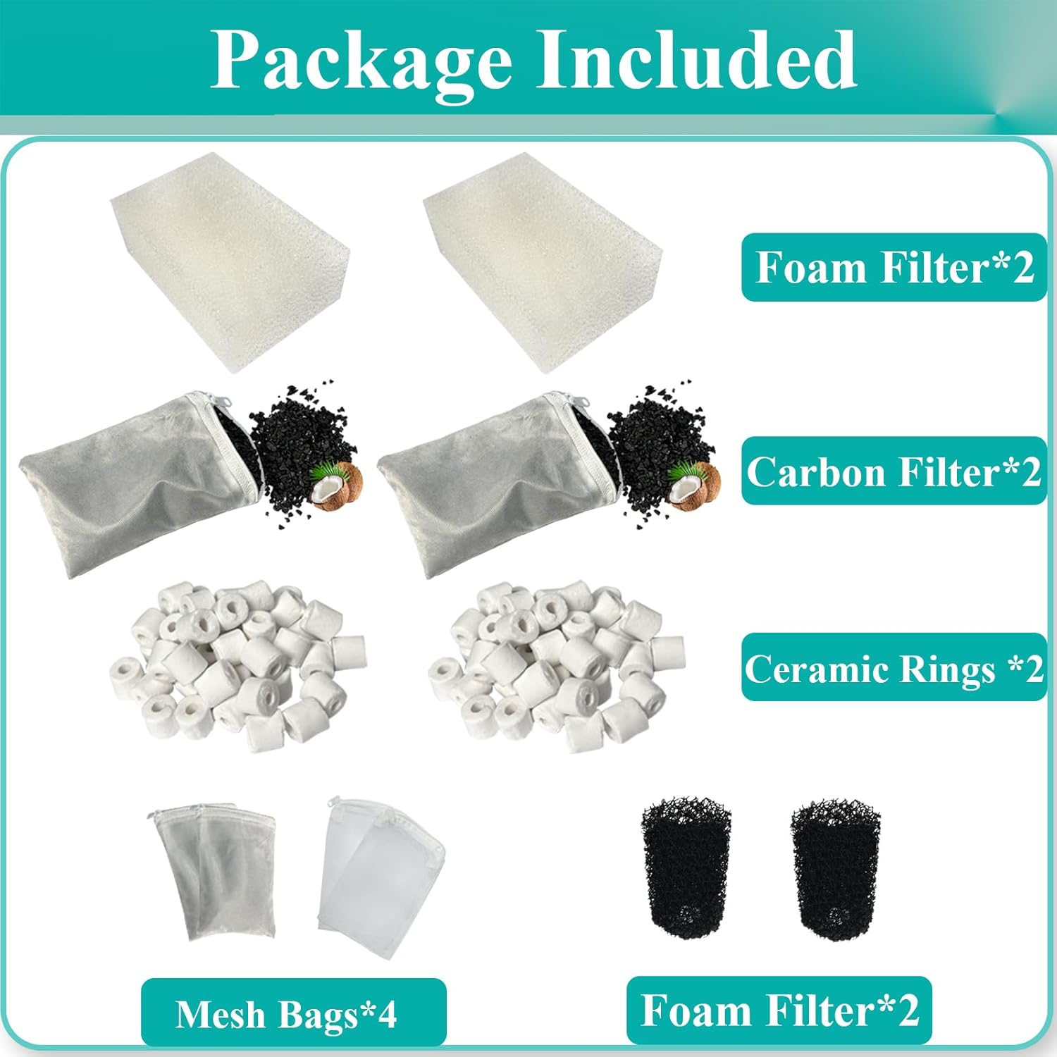 2 Set Three-Stage Filters Media Maintenance Kit Replacement for AquaClear 70 Power Filter, Fish Tank Filter for 40-to-70 Gallon Aquariums