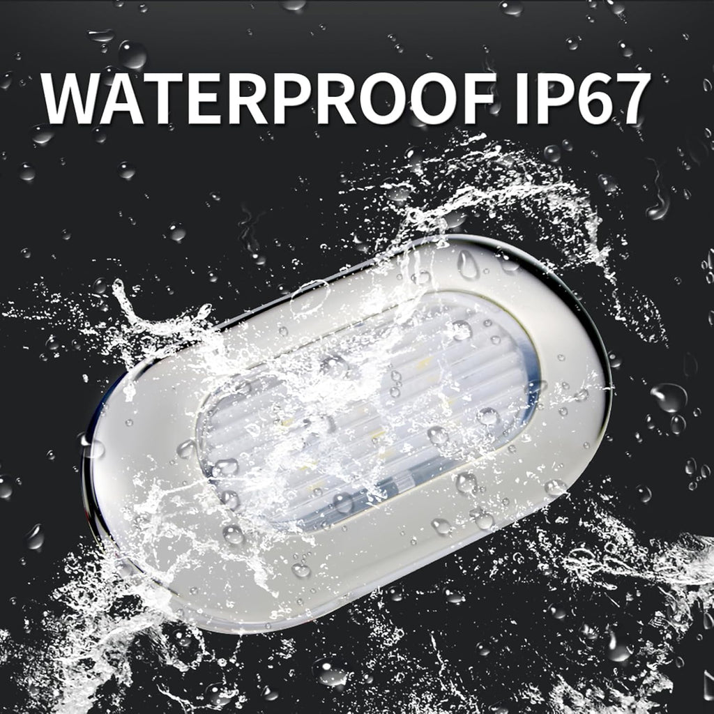 4PCS LED Courtesy Light Step Lights Accent Utility Lighting Surface Mounted for Boat IP67 Waterproof Lamp Yacht RV Caravan Light Stainless Steel Cover 12VDC (White), E012081-EMX