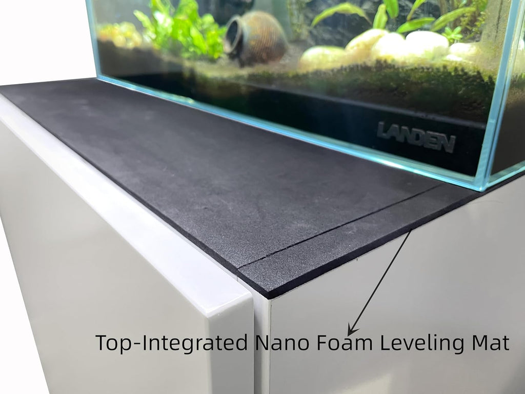 LANDEN Aquarium Wooden Stand and Cabinet for up to 105 Gal Tank, Fish Reptile Sea Salt WaterTank Stand, Nano Foam Leveling Mat Included, W47.2xD23.6xH31.5 in, Wooden Matte White Painted(Stand Only)