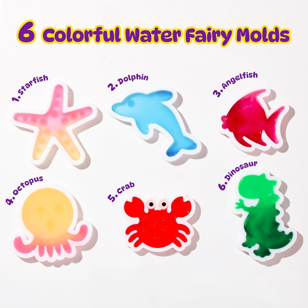 TMOL Magic Water Elf Toy Kit, Aqua Fairy Water Gel Kit for Kids with 10 Magic Gel & 6 Molds,Make Your Own Water Pets & Squishy Toys, Craft Kits for Kids Ages 8 9 10 Years Old