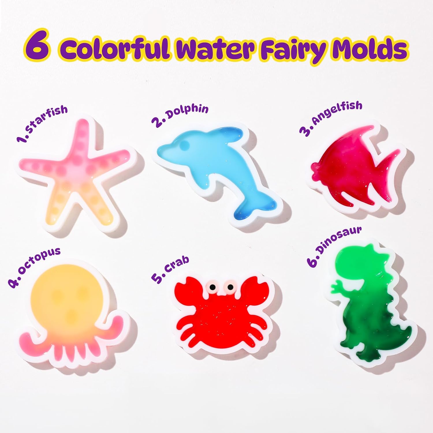 TMOL Magic Water Elf Toy Kit, Aqua Fairy Water Gel Kit for Kids with 10 Magic Gel & 6 Molds,Make Your Own Water Pets & Squishy Toys, Craft Kits for Kids Ages 8 9 10 Years Old