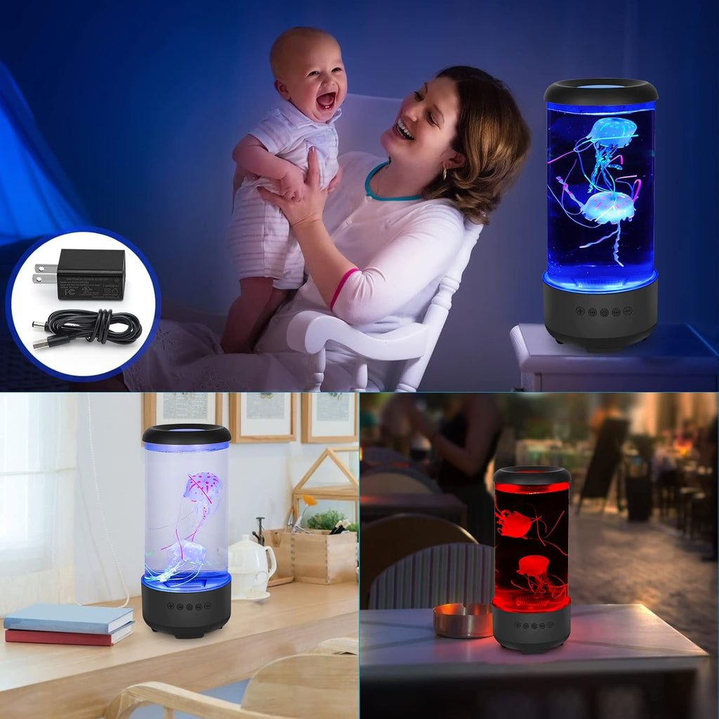 Jellyfish Lamp with Bluetooth White Noise Sound, 7-Color Changing Light with 5 Levels Brightness Jellyfish Aquarium Bubble lamp for Relaxing Decorating Gift Lamps for Adults and Kids