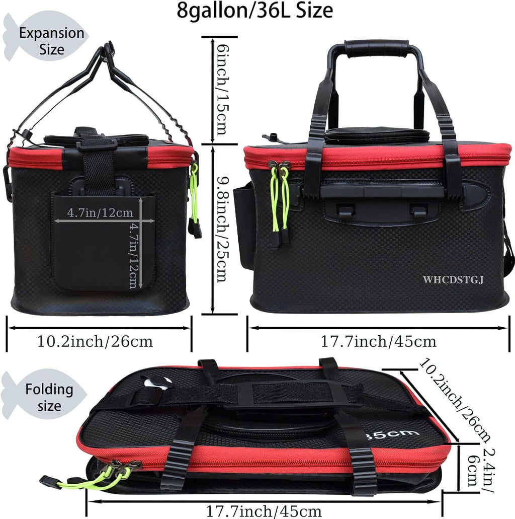 Fishing Bucket, Multifunctional Foldable Portable Fishing Bucket, and 8 Gallon EVA Fish Bucket are Suitable for Storing Live Fish and Fresh Fish Bait. (size8gallon)