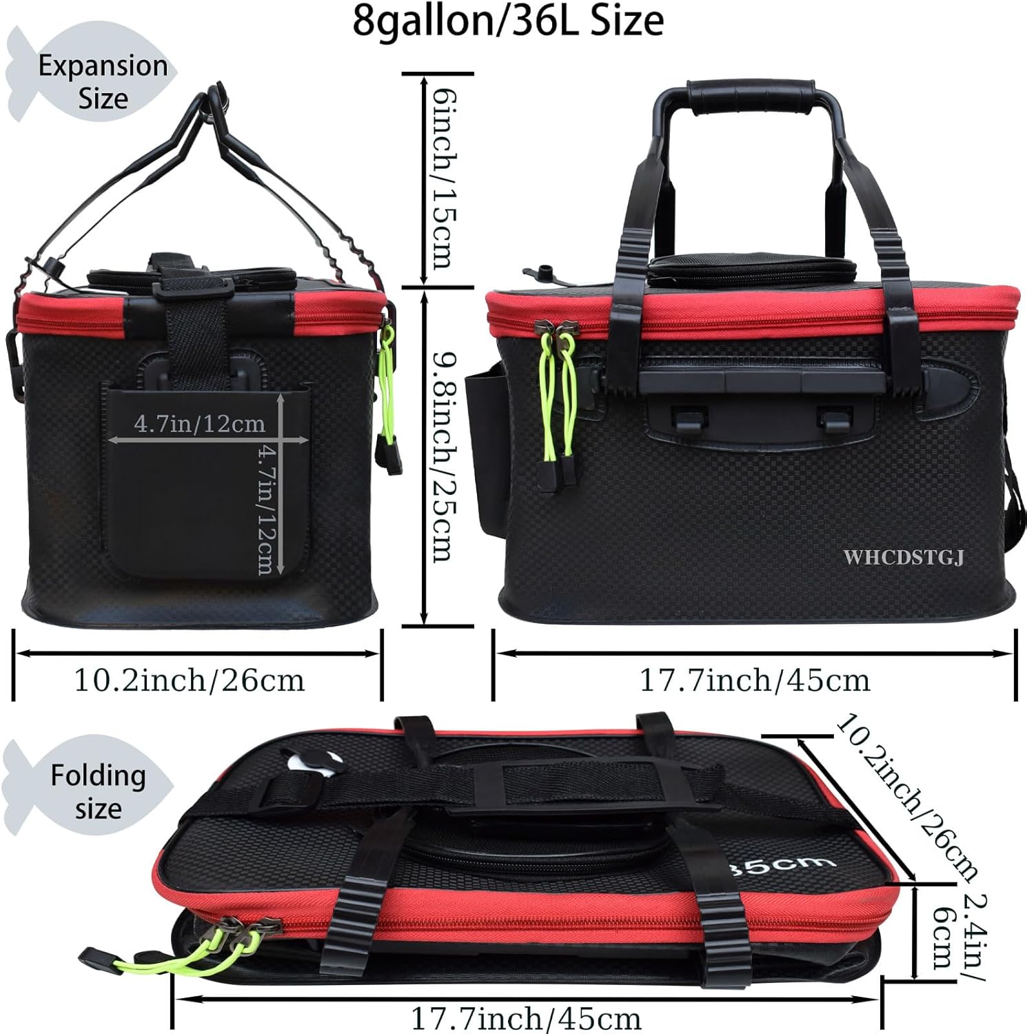 Fishing Bucket, Multifunctional Foldable Portable Fishing Bucket, and 8 Gallon EVA Fish Bucket are Suitable for Storing Live Fish and Fresh Fish Bait. (size8gallon)