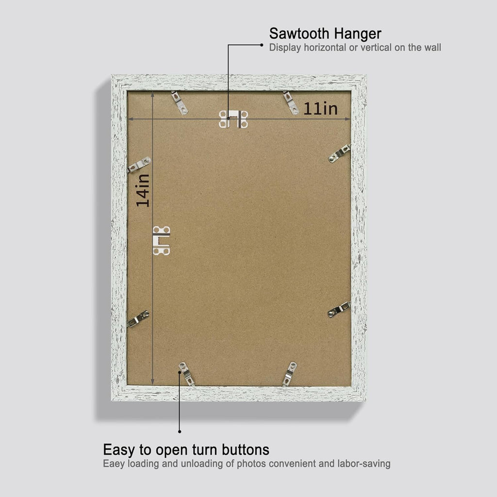 11x14 Picture Frame Set of 4, Made of Real Glass and Sage Green Wooden Frame, Display 8x10 Pictures with Mat or 11 x 14 Posters without Mat for Wall Mounting, Gallery Photo Frames
