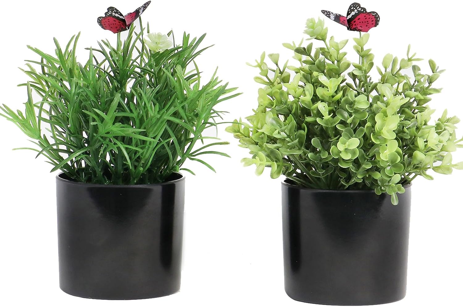 7" H Fake Plants Indoor 2 Pack Small Artificial Plants,Topiary Greenery Mini Potted Plants for House Office Tabletop Decoration