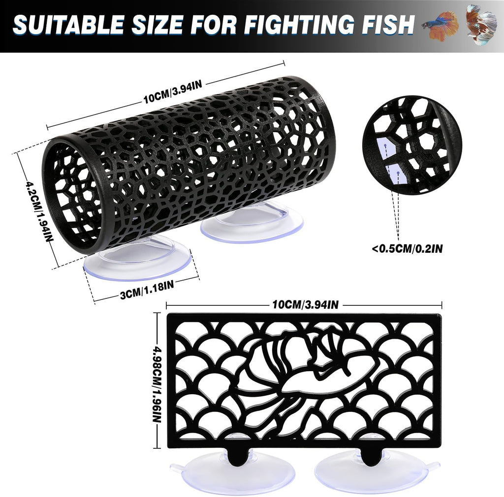 Abizoo Betta Fish Tank Accessories Decorations,Betta Tunnel Swim Tube Black Soft Edged Betta Hammock Bed, Shrimp Guppies Hideout Betta Shelter Toys, Aquarium Moss Ledge - Perfect for Betta Tanks