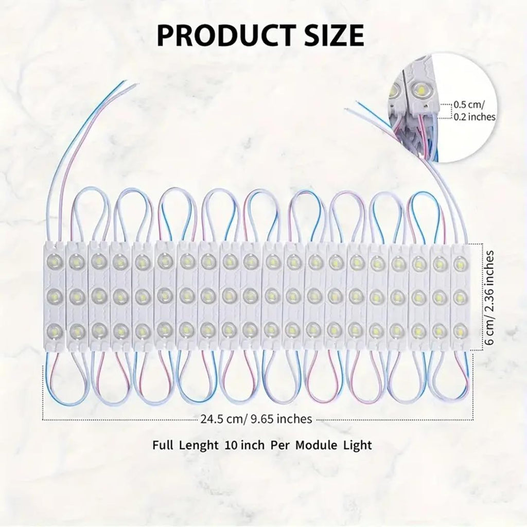 LED Module Light 6000k White 20pcs 2835SMD 150LM Per LED Module Waterproof Decorative Light for Advertising Sign with Tape Adhesive Backside