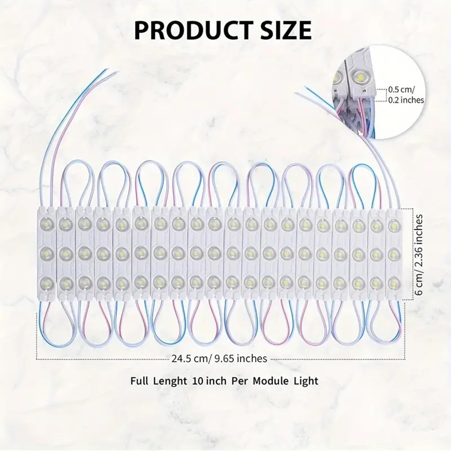 LED Module Light 6000k White 20pcs 2835SMD 150LM Per LED Module Waterproof Decorative Light for Advertising Sign with Tape Adhesive Backside