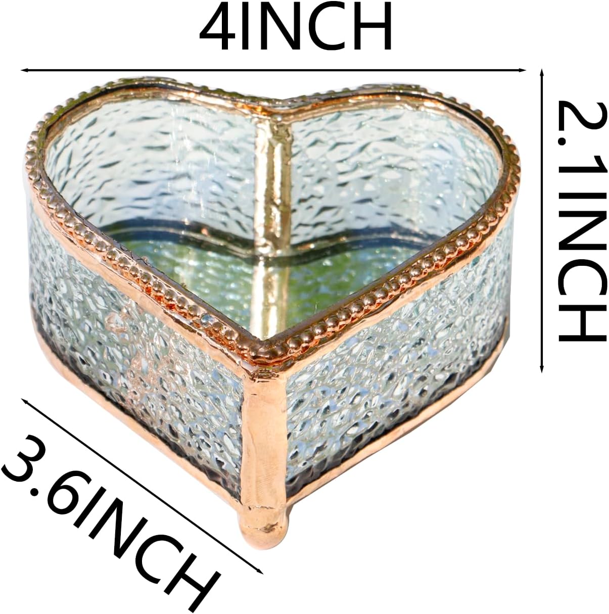 Glass Vintage Jewelry Box Keepsake storage Trinket Ring Display Box Home Decor Embossed Clear Glass Box Organizer (4×3.6×2.1inches)