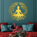 huefoam Buddha Metal Wall Art, Buddha Wall Decor, Tree of Life Metal Wall Art, Tree Wall Decor for Living Room, Bedroom, Meditation Room (Gold, 31"×31"/80×80cm, metal art wall decor)