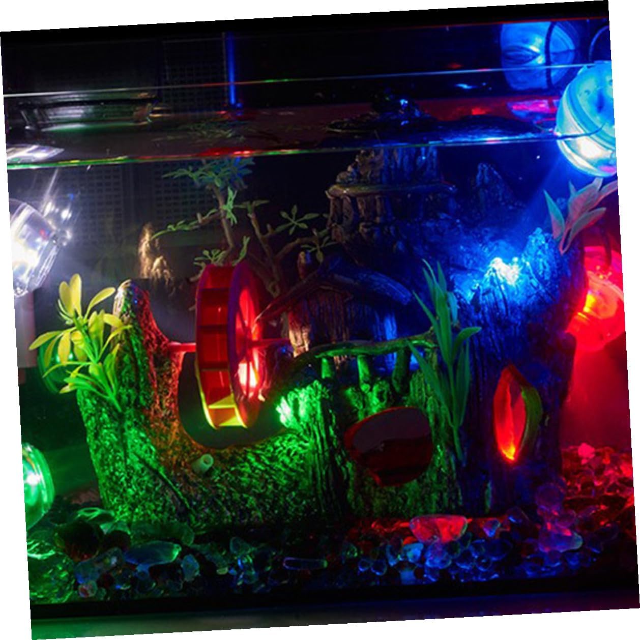 Generic Submersible Aquarium LED Spotlight with Convex Lens and Suction Cup Decorative Fish Tank Light for Fresh and Sea Water Color Changing LED Lamp US Plug